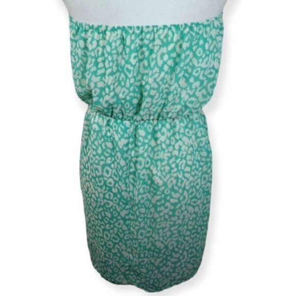 MANITO MINT & WHITE LEOPARD PRINT STRAPLESS DRESS SZ.M EUC. - Picture 5 of 7